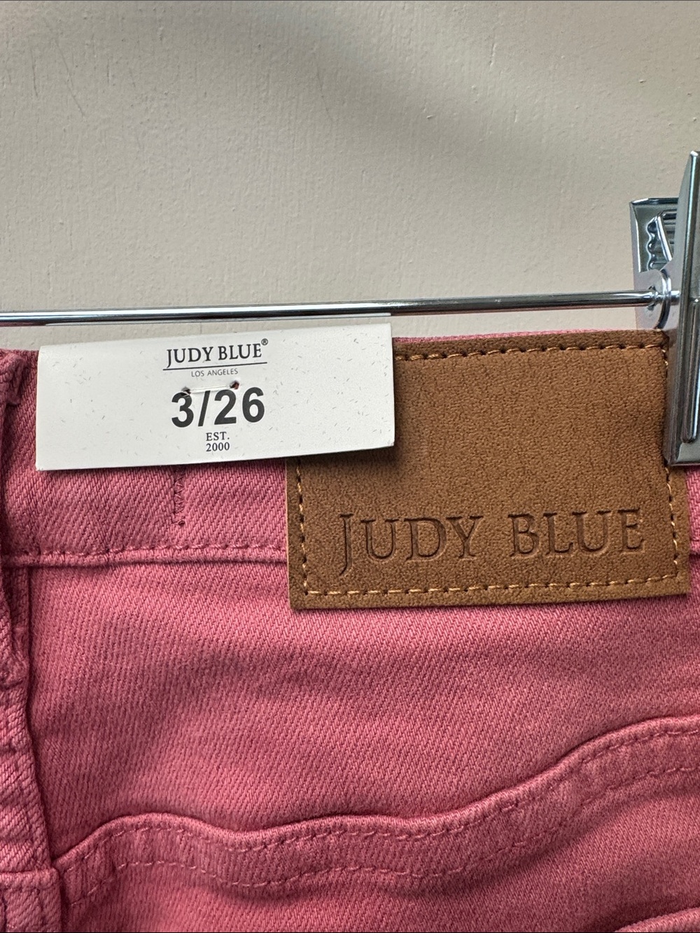 Judy Blue Rose Pink Straight-Leg Jeans with Crochet Knee Squares - Picture 5 of 8
